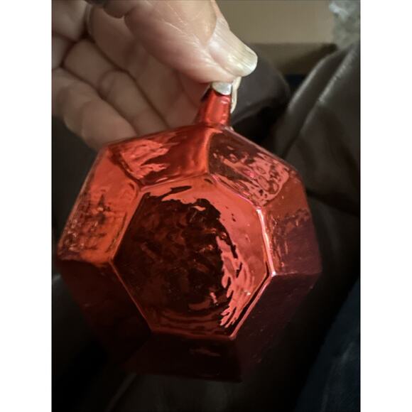 VINTAGE ‘94 Russia PUFFY HEXAGON BLOWN GLASS PART MERCURY GLASS ORNAMENTS 11 - Picture 5 of 7